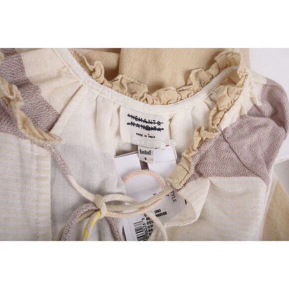 Hemant & Nandita Womens Mana Dress S Embroidered Striped Boho Chic India NWT - Picture 6 of 7